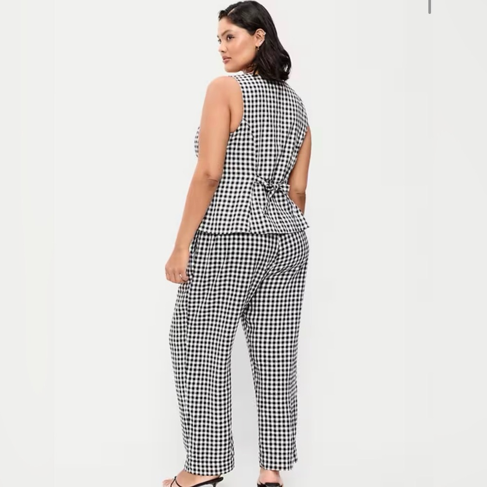 High-Waisted Linen-Blend Straight-Leg Pants